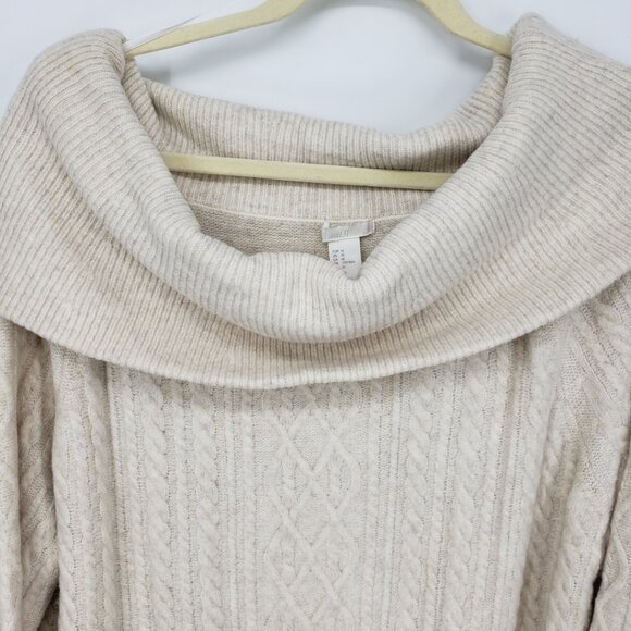 H&M Off Shoulder Cable Knit Sweater M Womens Cream - Picture 7 of 10